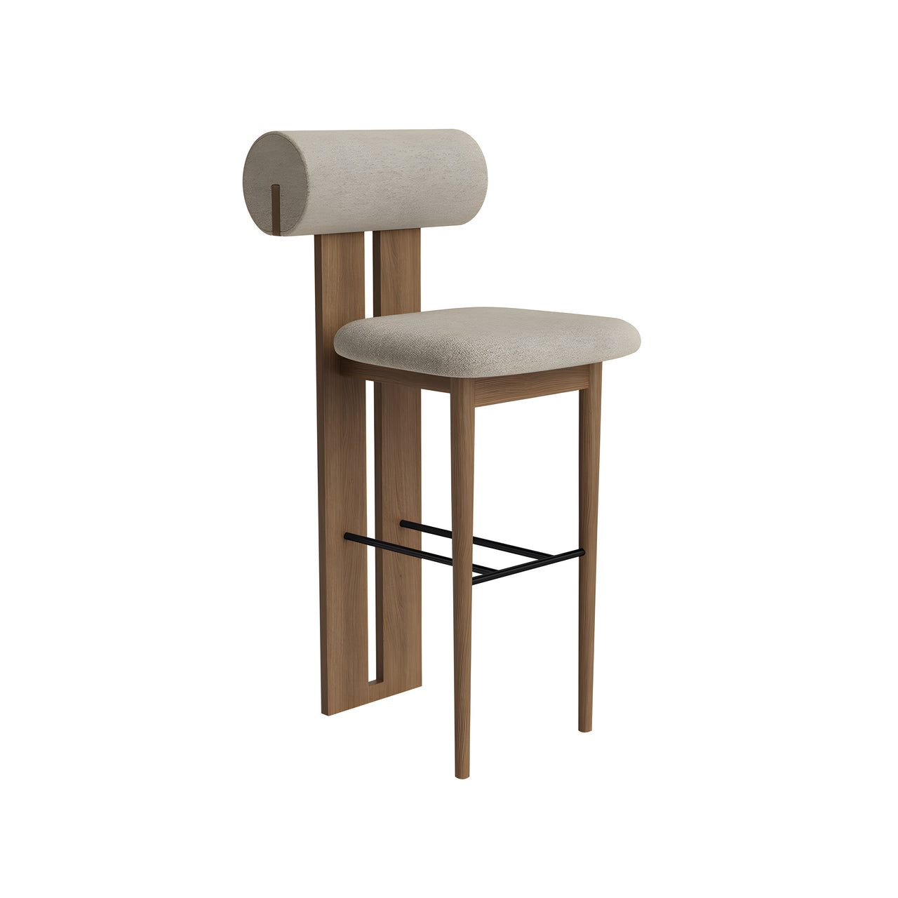 Hippo Bar + Counter Chair: Full Upholstered + Counter + Light Smoked Oak
