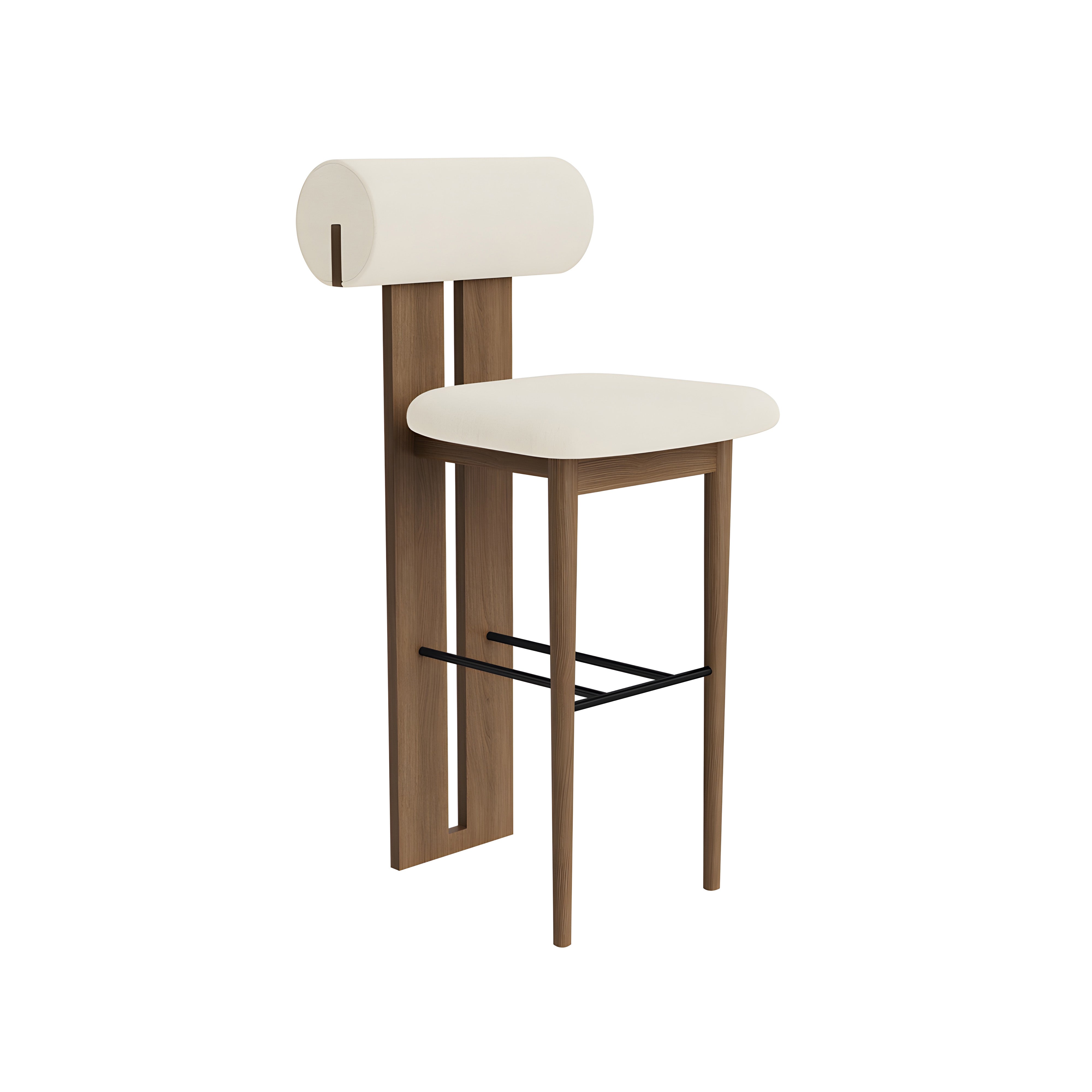 Hippo Bar + Counter Chair: Full Upholstered + Counter + Light Smoked Oak