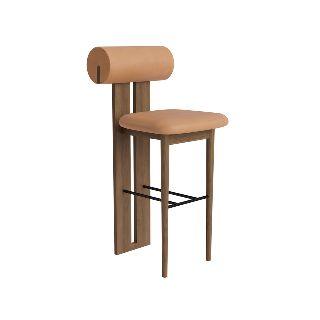 Hippo Bar + Counter Chair: Full Upholstered + Counter + Light Smoked Oak