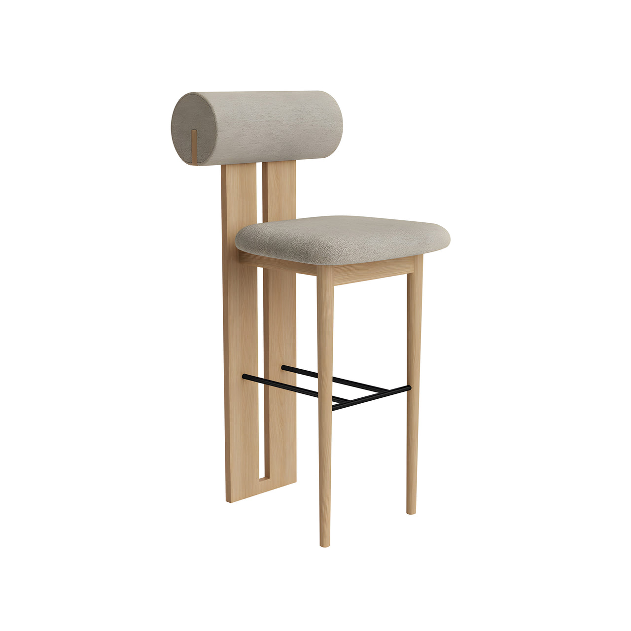 Hippo Bar + Counter Chair: Full Upholstered + Counter + Natural Oak