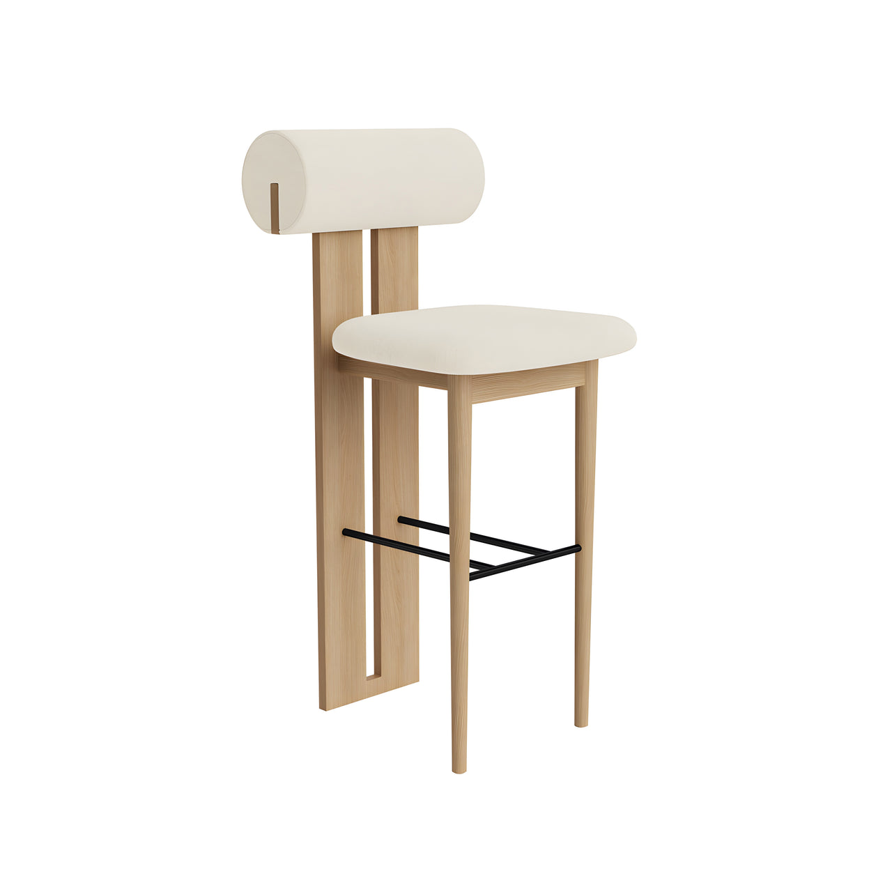 Hippo Bar + Counter Chair: Full Upholstered + Counter + Natural Oak