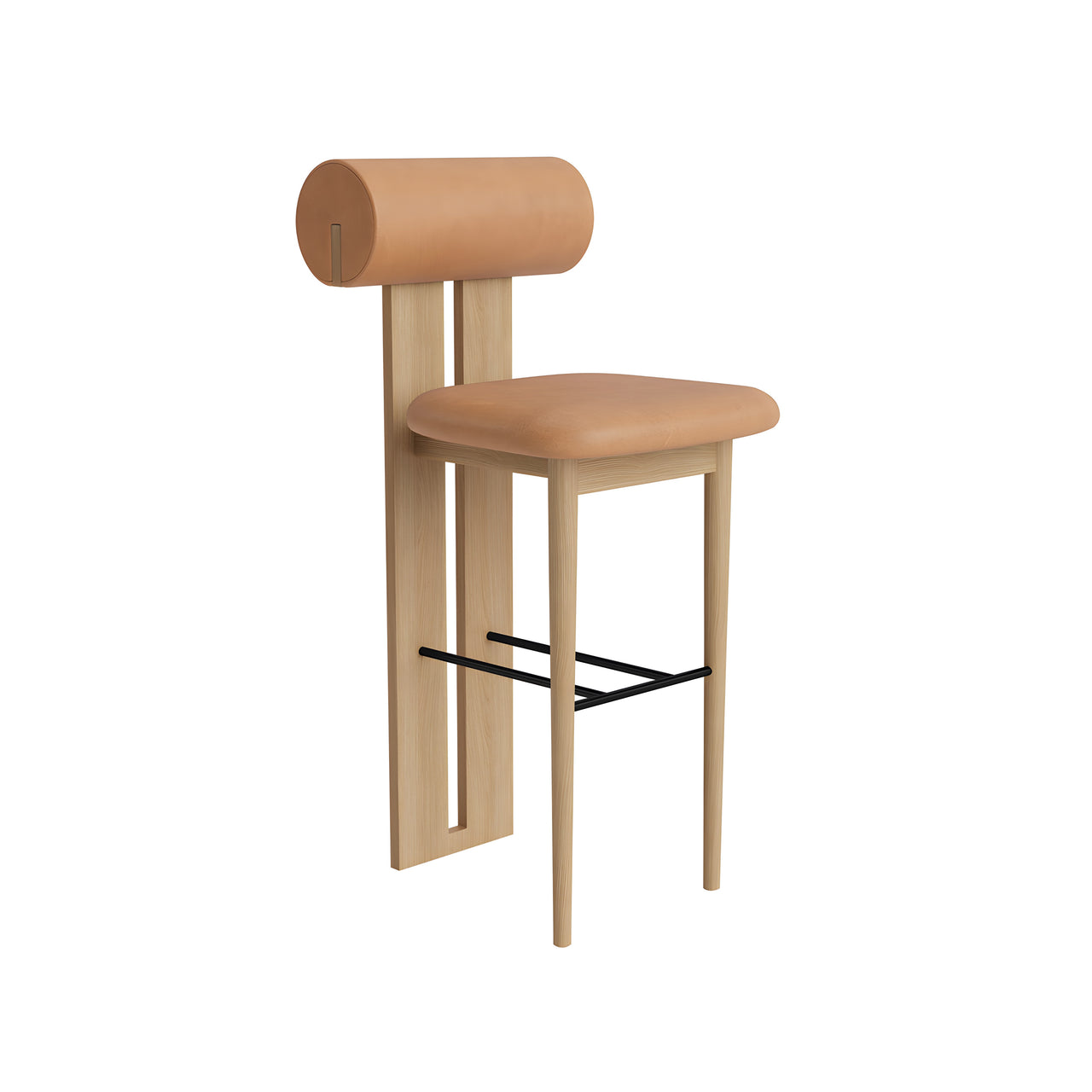 Hippo Bar + Counter Chair: Full Upholstered + Counter + Natural Oak