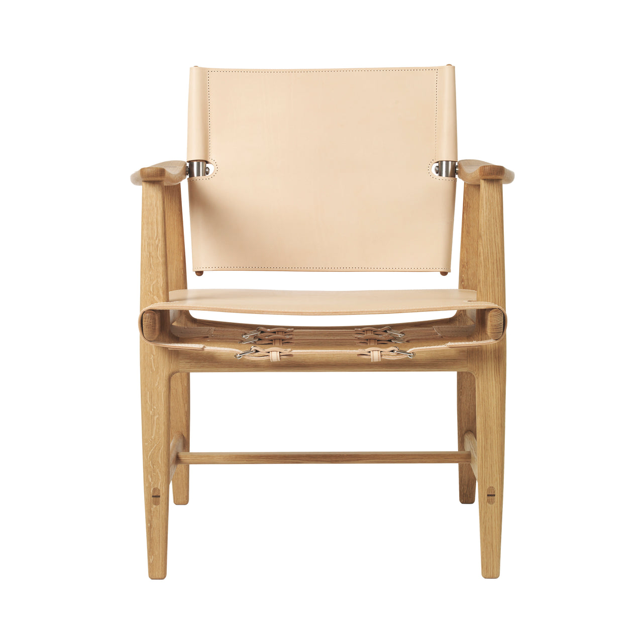 BM1106 Huntsman Chair: Stainless Steel + Oiled Oak + Natural