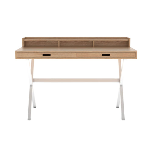 Hyppolite Desk: Natural Oak + White