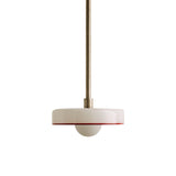 Disc Pendant: Small + Opaline + Red Rim + Pewter