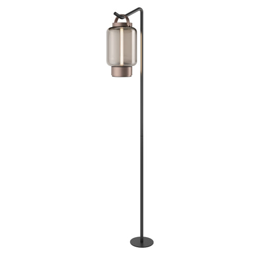 Qu Floor Light: Jet Black + Amber Glass