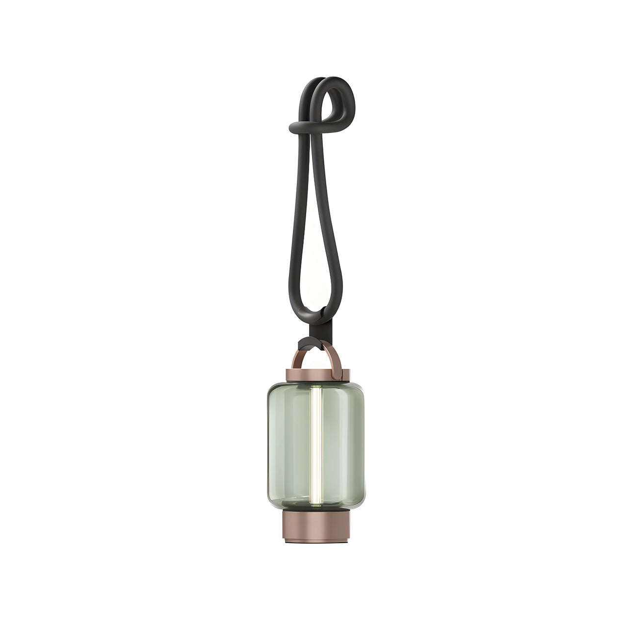 Qu Hanging Light: Bright Bronze + Jade Glass