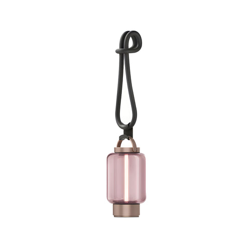 Qu Hanging Light: Bright Bronze + Rose Glass