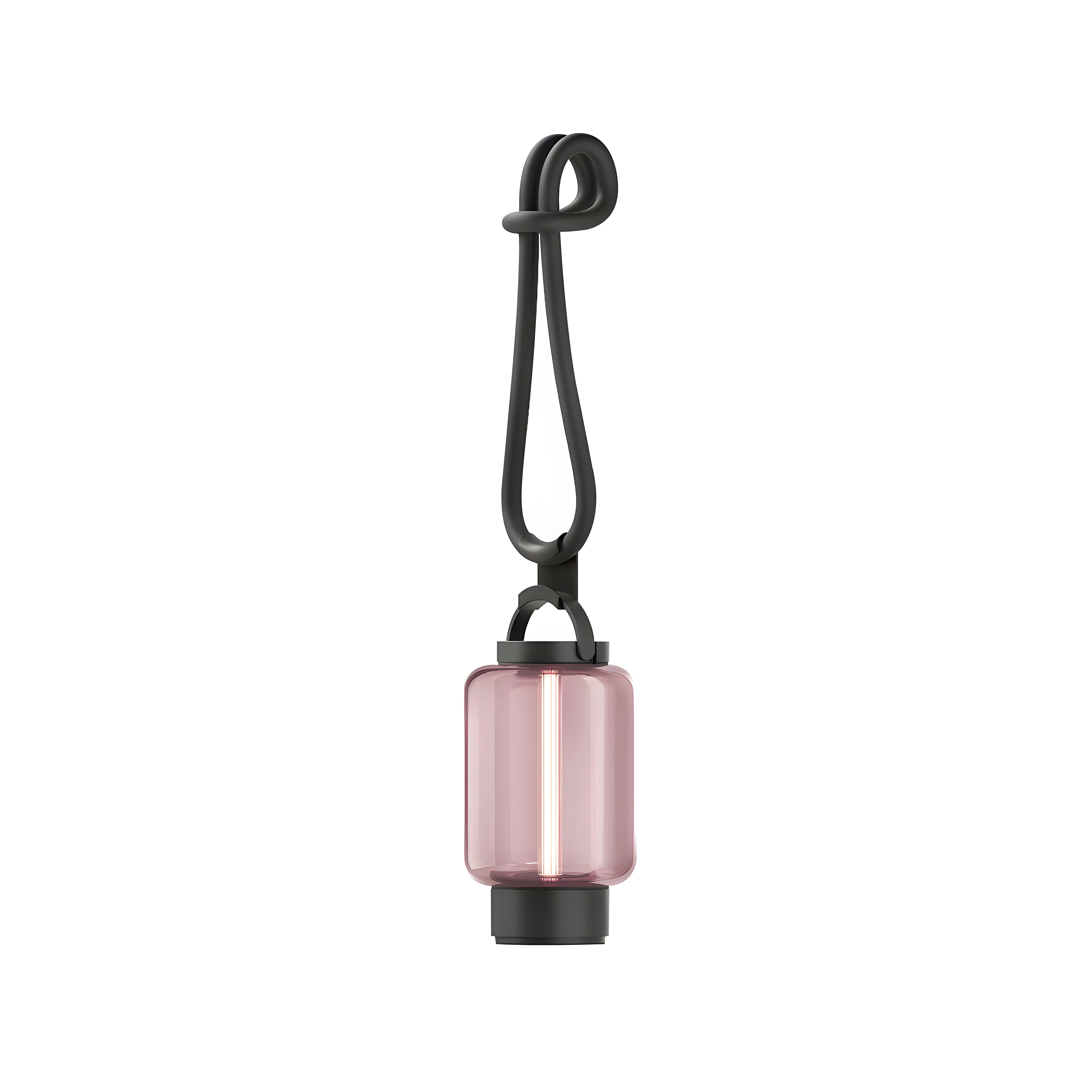 Qu Hanging Light: Jet Black + Rose Glass