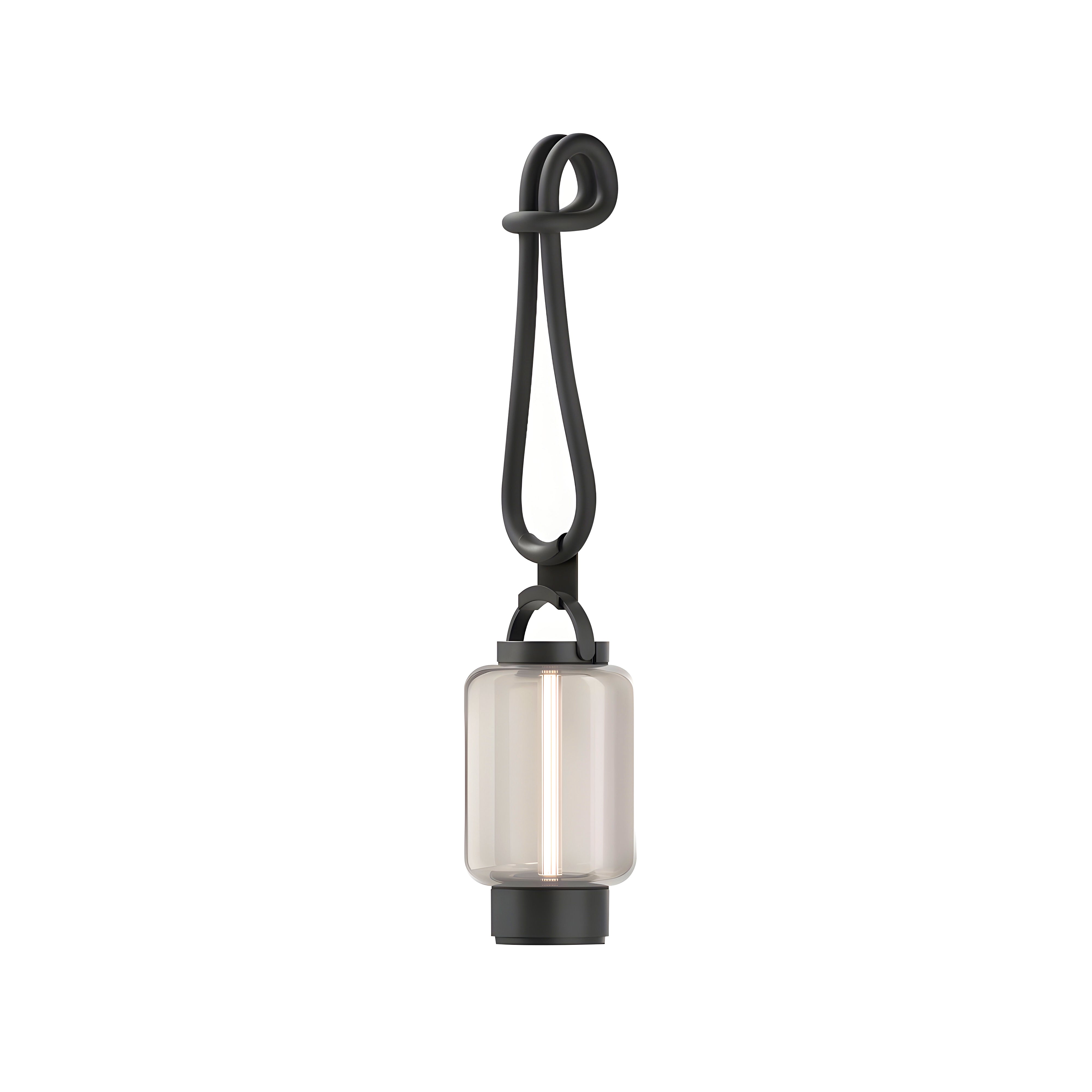 Qu Hanging Light: Jet Black + Amber Glass
