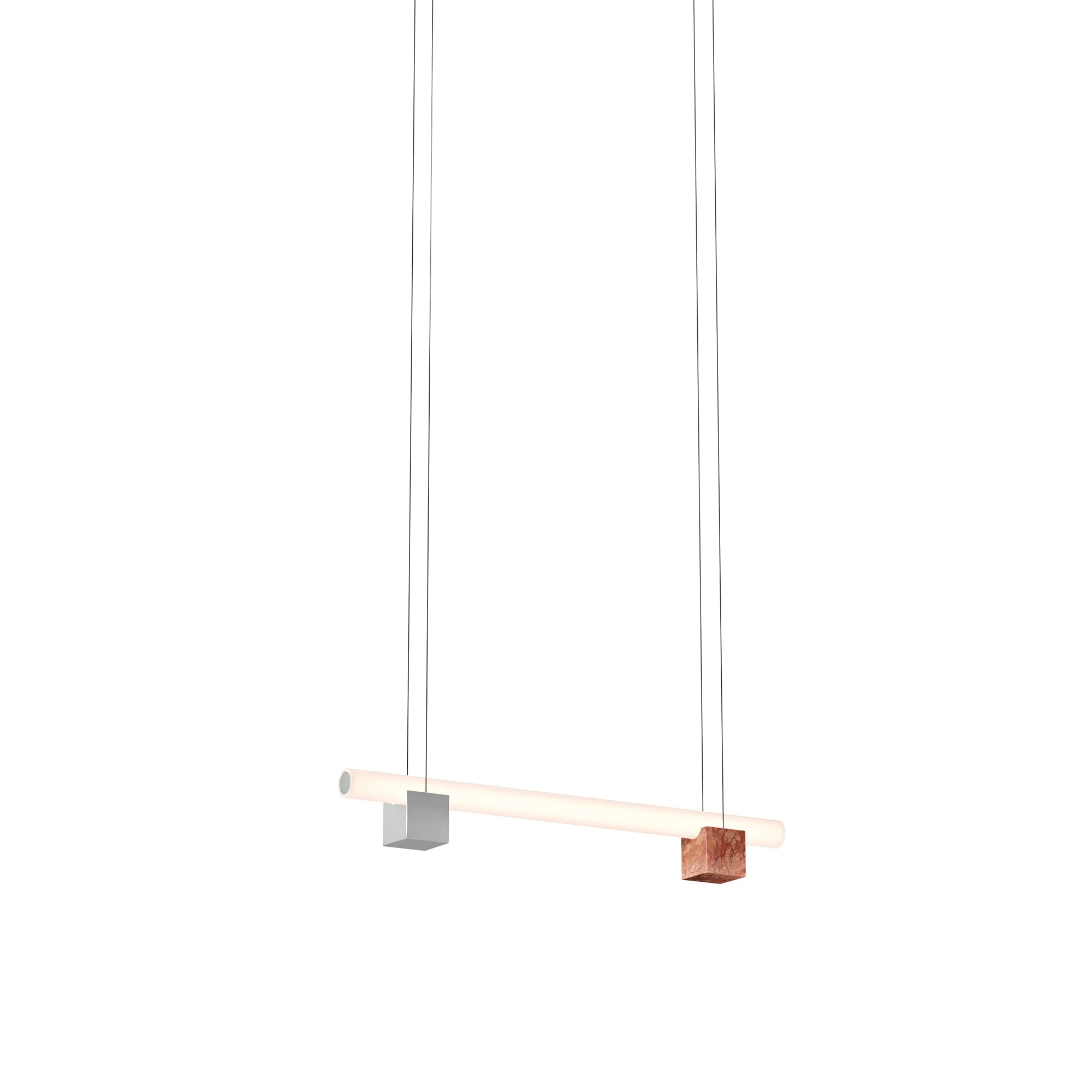 Isle 01A Suspension Lamp: Polished Aluminum + Red Negrais