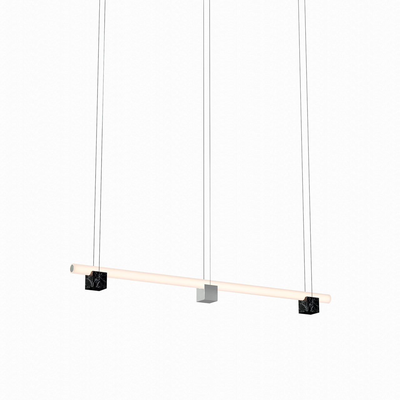 Isle 03A Suspension Lamp: Black Marquina + Polished Aluminum