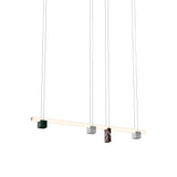 Isle 03B Suspension Lamp: Guatemala Green + Polished Aluminium + Red Levanto