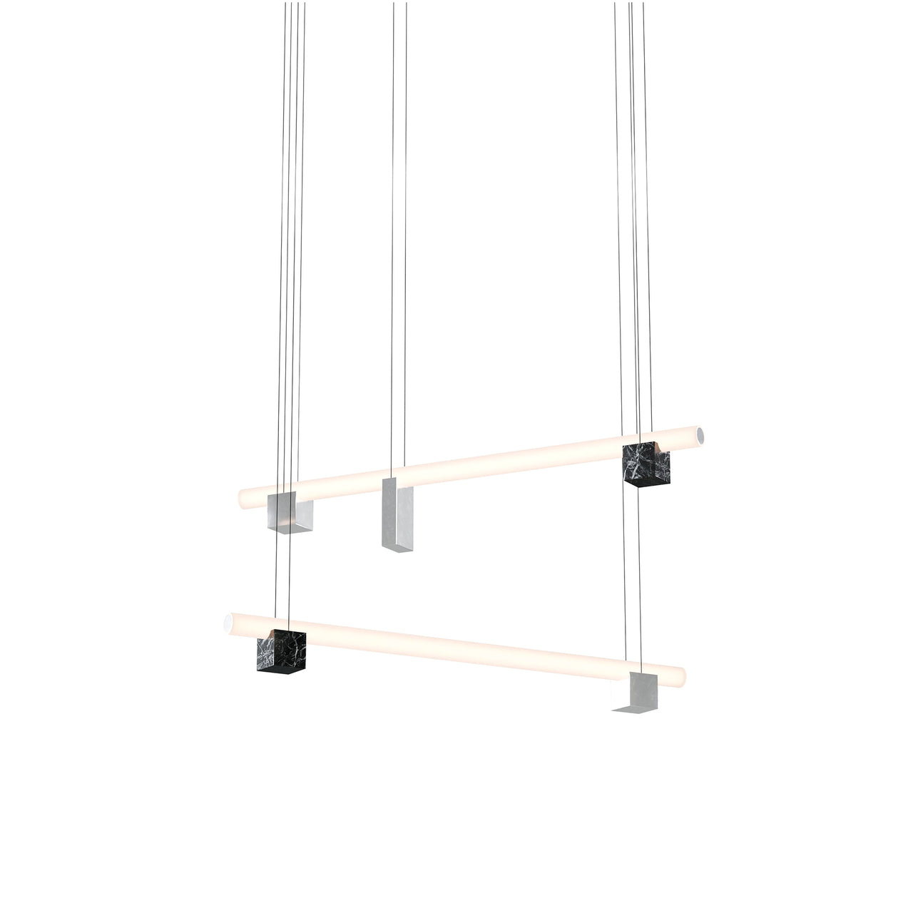 Isle 11 Suspension Lamp: Black Marquina + Polished Aluminum