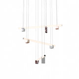 Isle 12 Suspension Lamp: Pink Portugal + Polished Aluminum + Red Levanto