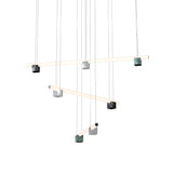 Isle 13 Suspension Lamp: Polished Aluminum + Black Marquina + Guatemala Green Marble