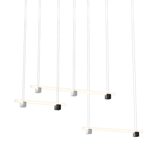 Isle 16 Suspension Lamp: Polished Aluminum + Black Marquina Marble