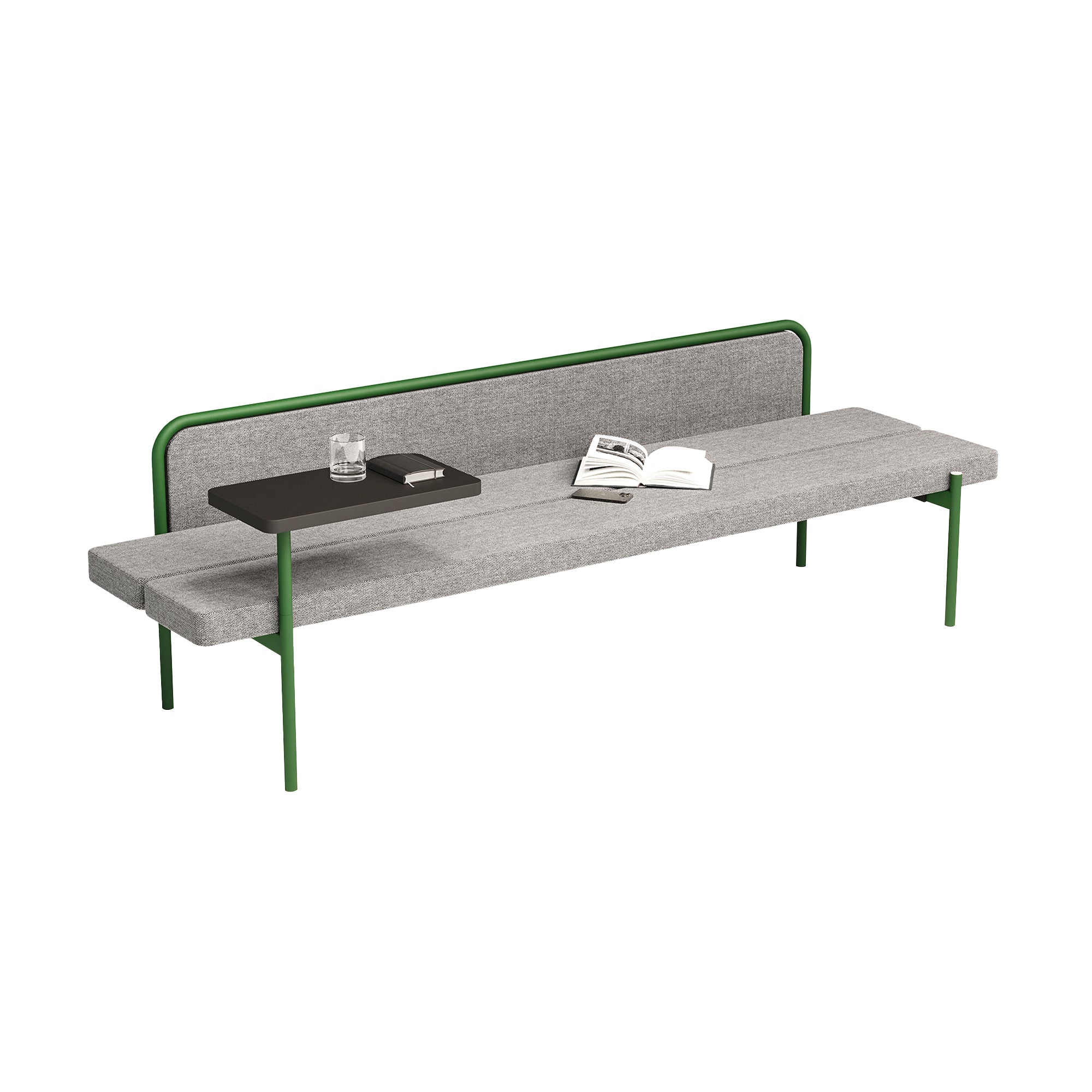 Island Modular bench: Configuration 6 + Fenix + Seat with Partition + Category 3