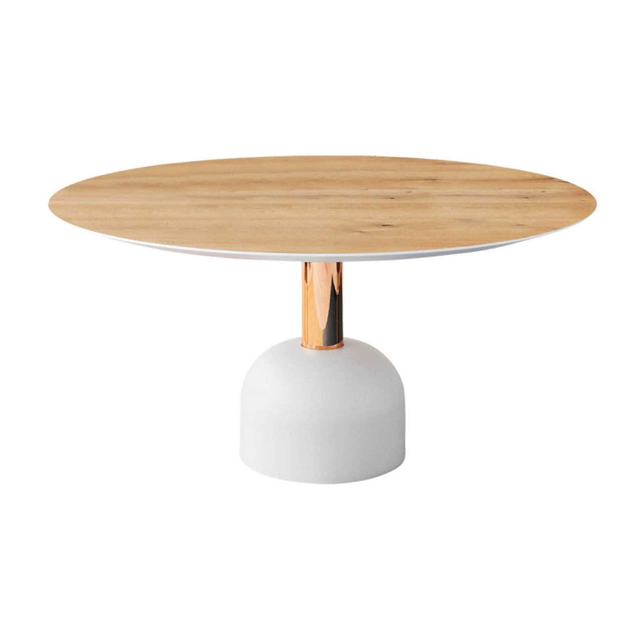 Illo Bistrot Table: Large: Vintage Oak + Lacquered White + Copper