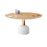 Illo Dining Table: Large + Vintage Oak + Lacquered White + Copper