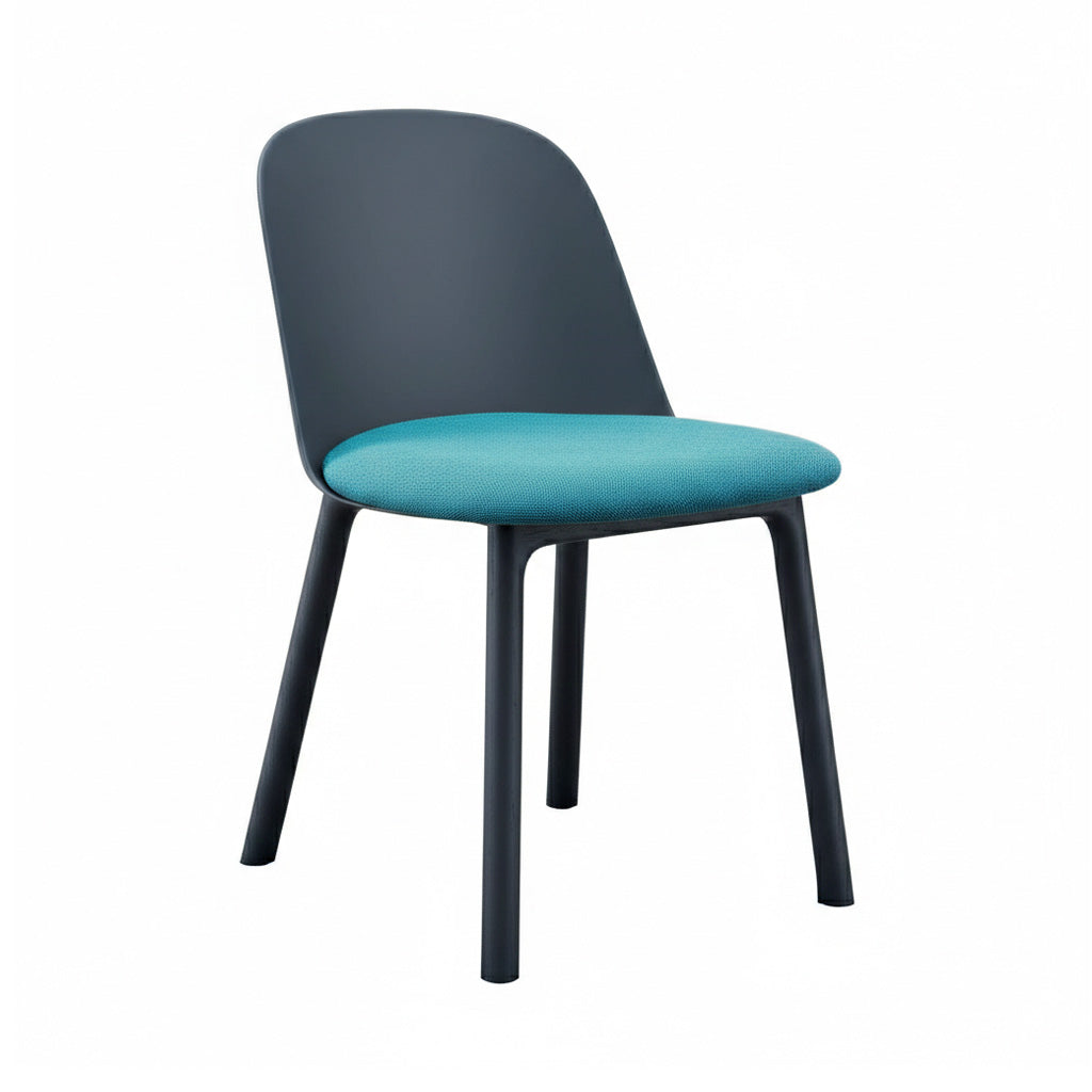 Mariolina Side Chair Wood Base + Upholstered: Set of 2 + Upholstery + Black Ash + Anthracite