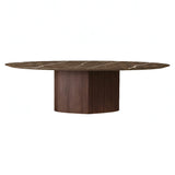 Monoplauto Oval Dining Table: Extra Large + Stone Top + Emperador Ceramic + Heat-Treated Oak