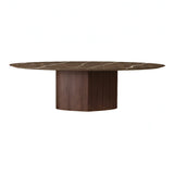 Monoplauto Oval Dining Table: Large + Stone Top + Emperador Ceramic + Heat-Treated Oak