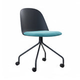 Mariolina Side Chair with Castors: Seat Upholstered - Set of 2 + Anthracite