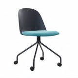 Mariolina Side Chair with Castors: Seat Upholstered - Set of 2 + Anthracite