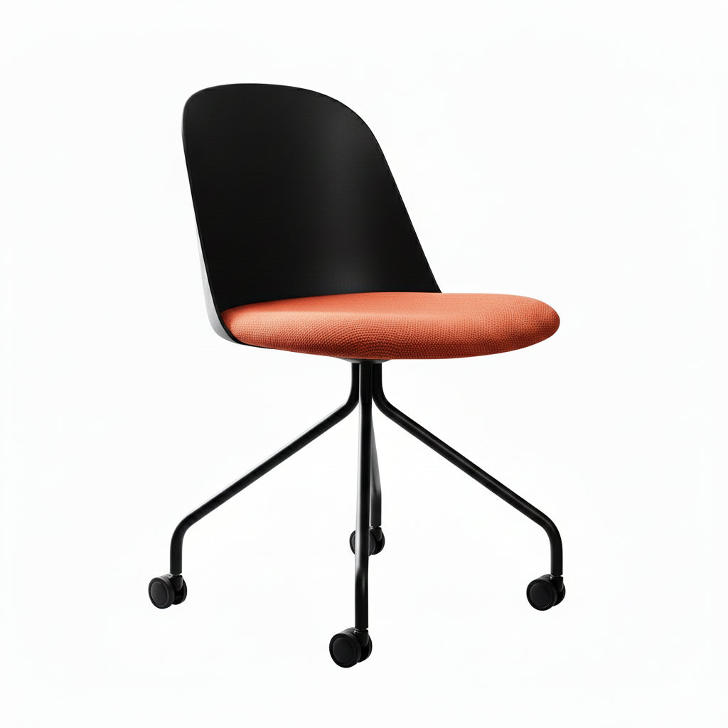 Mariolina Side Chair with Castors: Seat Upholstered - Set of 2 + Anthracite