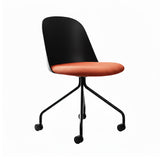 Mariolina Side Chair with Castors: Seat Upholstered - Set of 2 + Anthracite