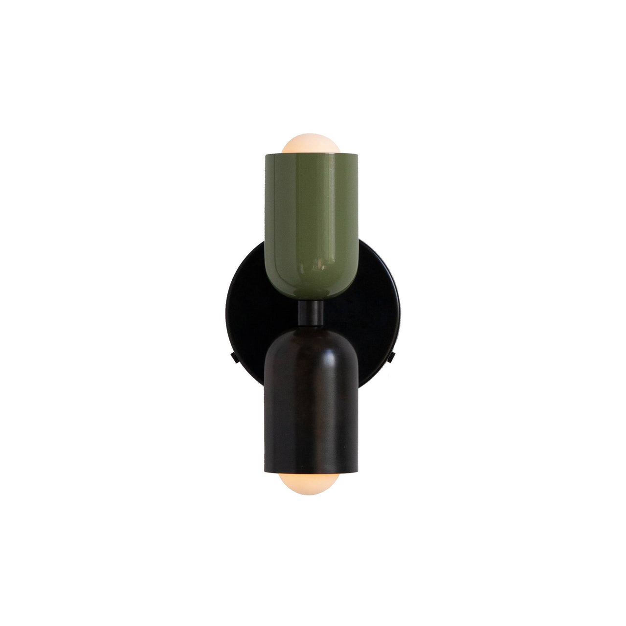 Up Down Sconce: Duo-Tone + Reed Green + Black + Black