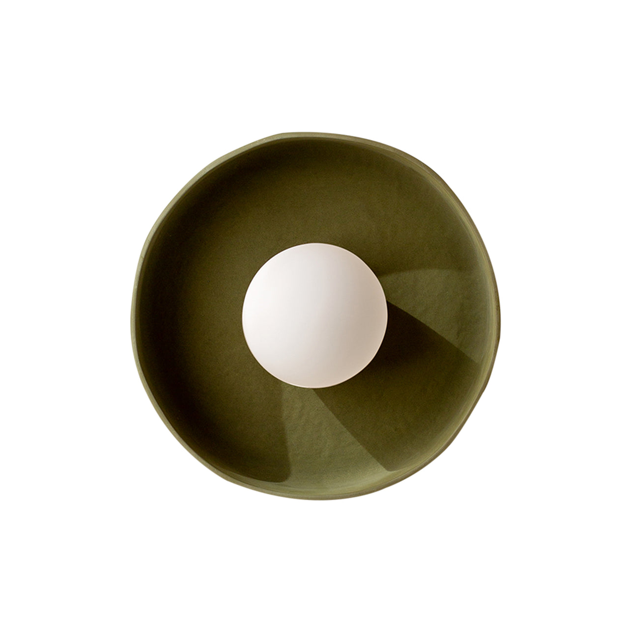 Ceramic Disc Orb Surface Mount: Green Clay + Hardwire