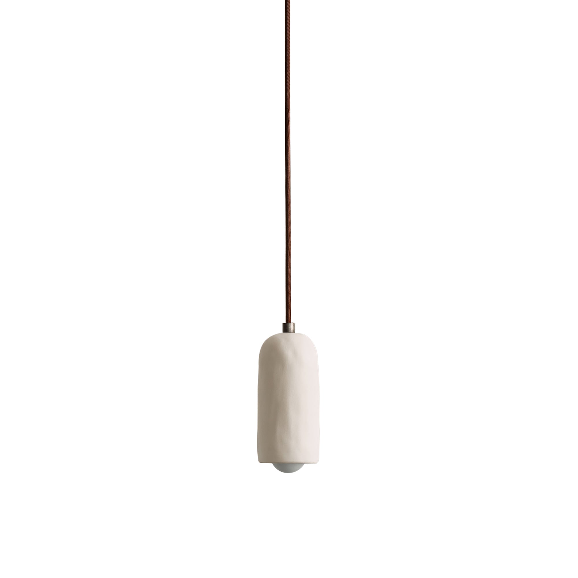 Ceramic Spot Pendant: White Clay + Pewter + Chocolate Brown