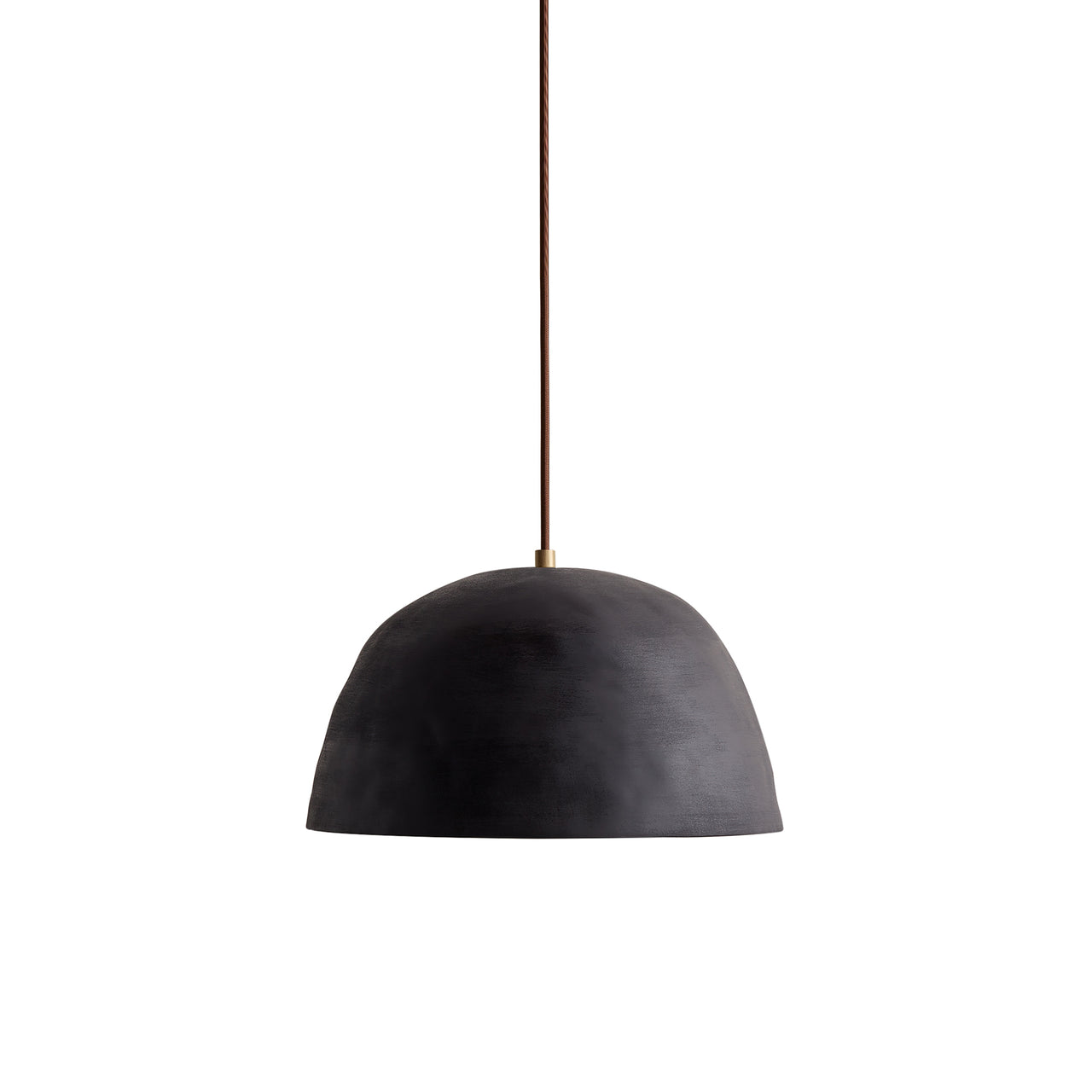 Dome Pendant: Black Clay + Brass + Chocolate Brown
