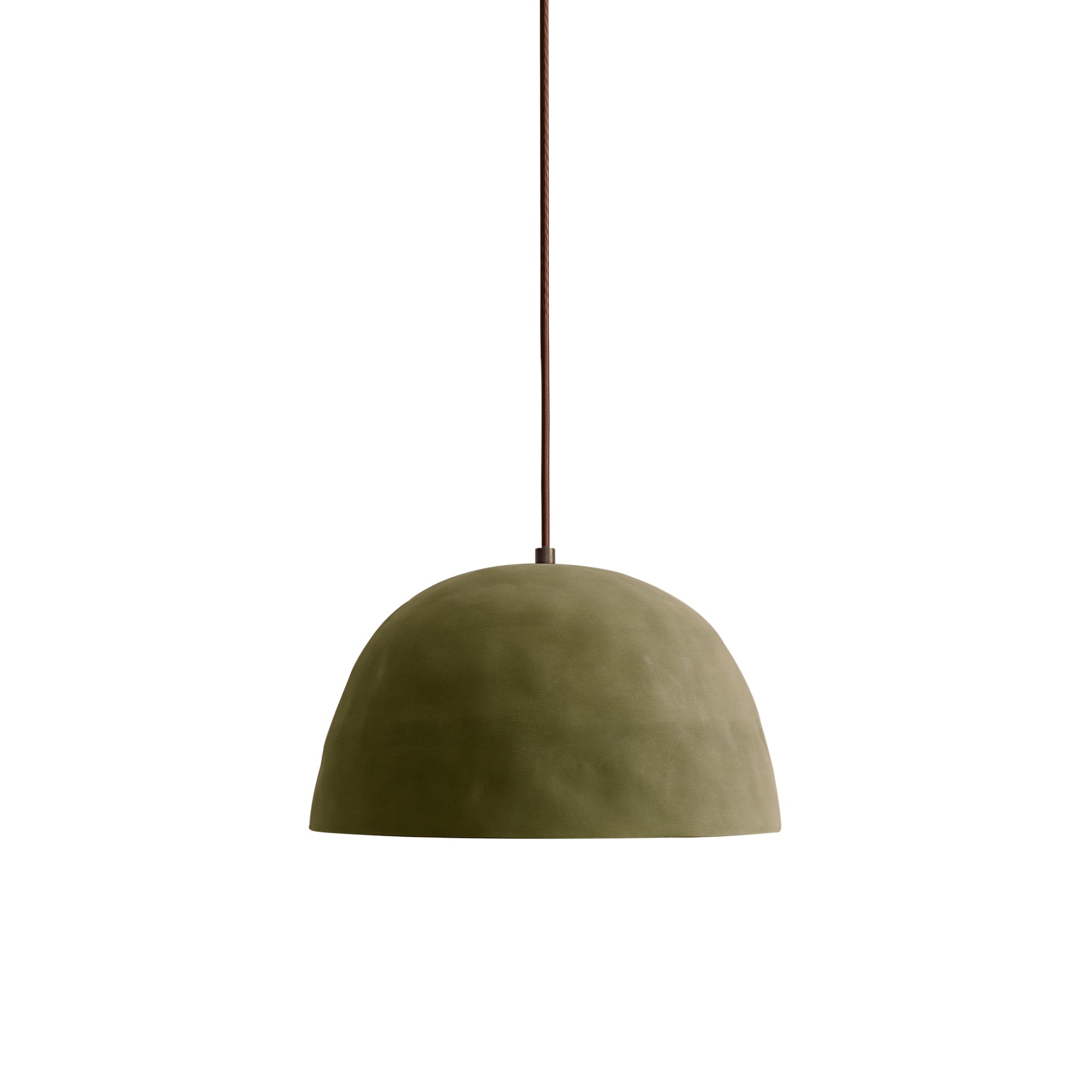 Dome Pendant: Green Clay + Blackened Brass + Chocolate Brown