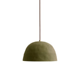 Dome Pendant: Green Clay + Brass + Chocolate Brown