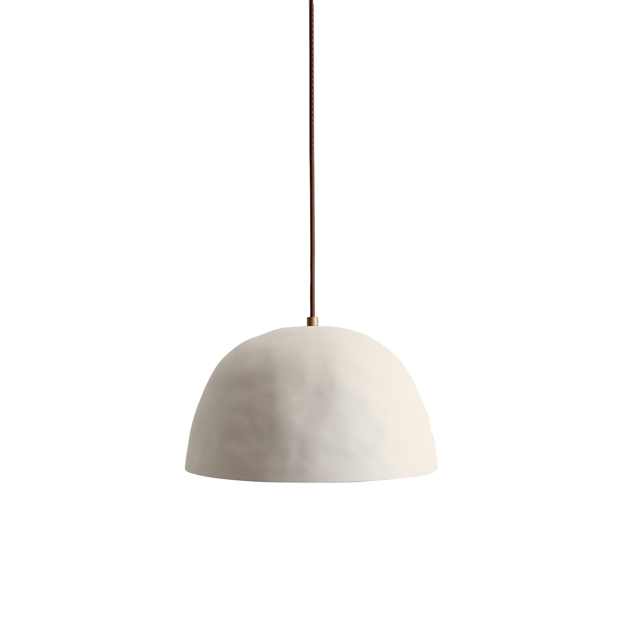 Dome Pendant: White Clay + Brass + Chocolate Brown
