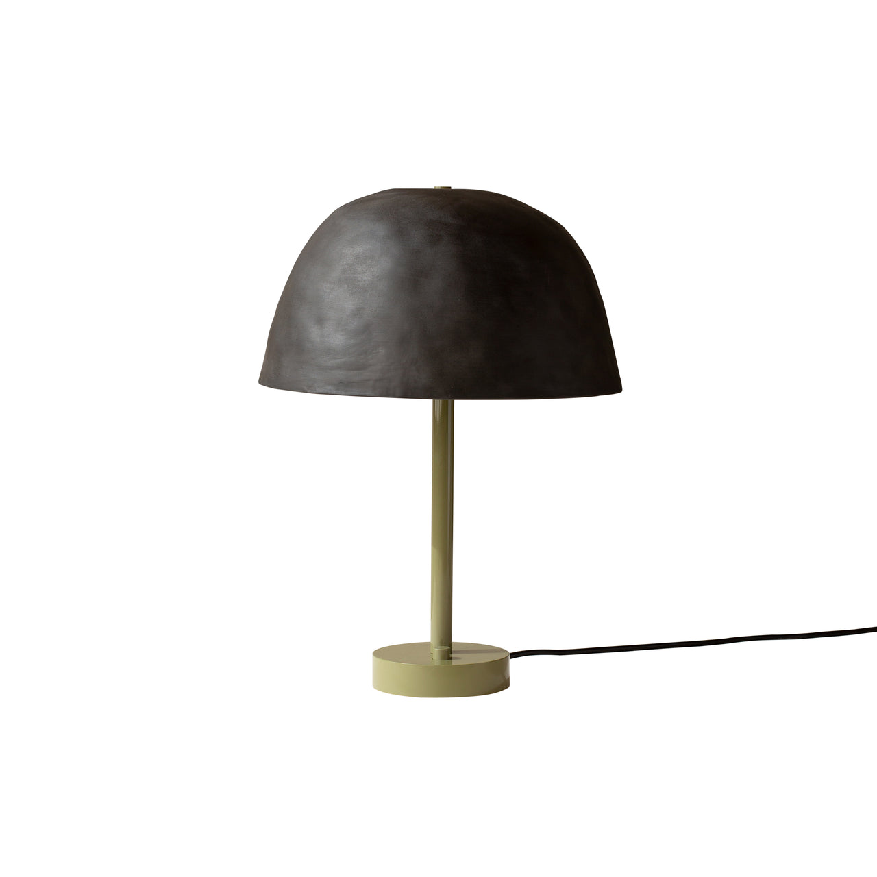 Dome Table Lamp: Black Clay + Reed Green