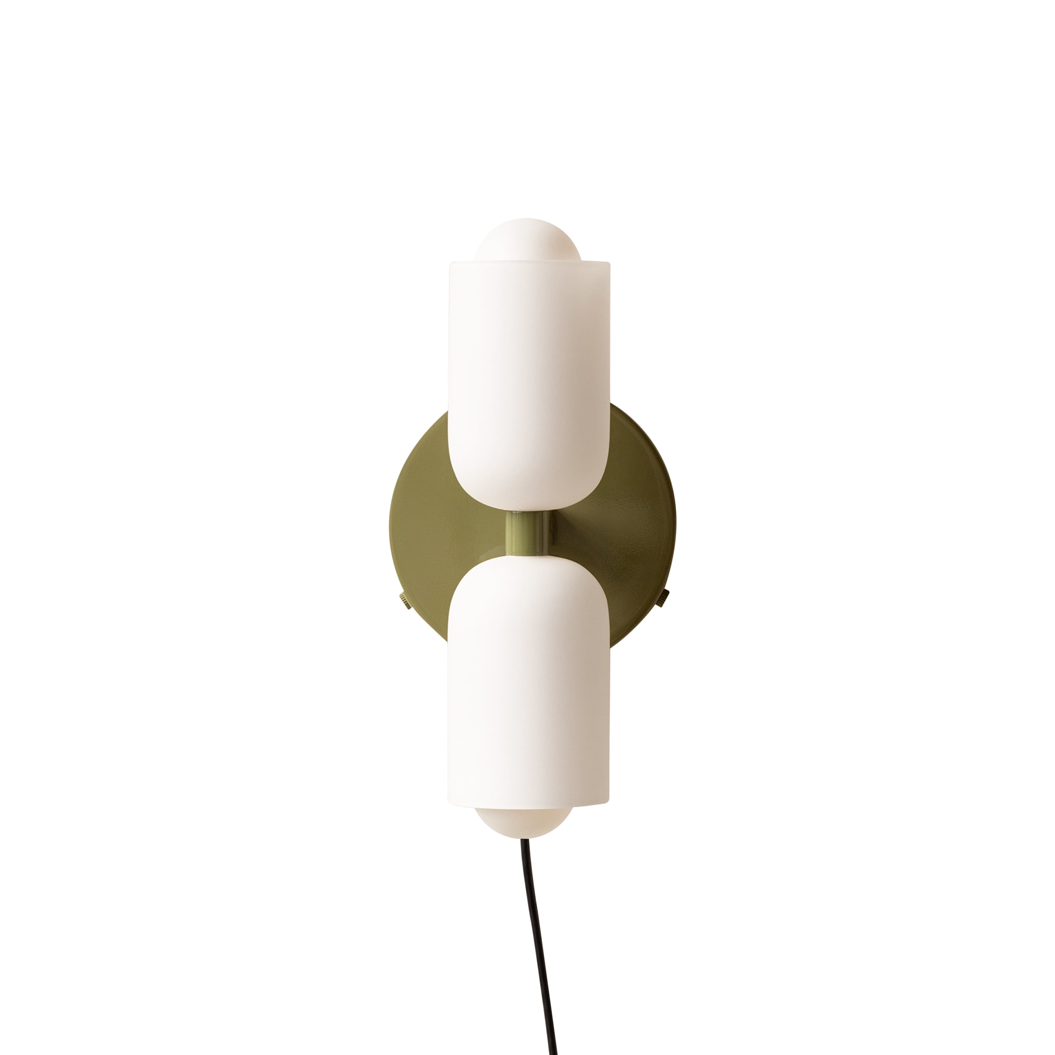 Up Down Sconce: Glass + Reed Green + Plug-in (On-Off)