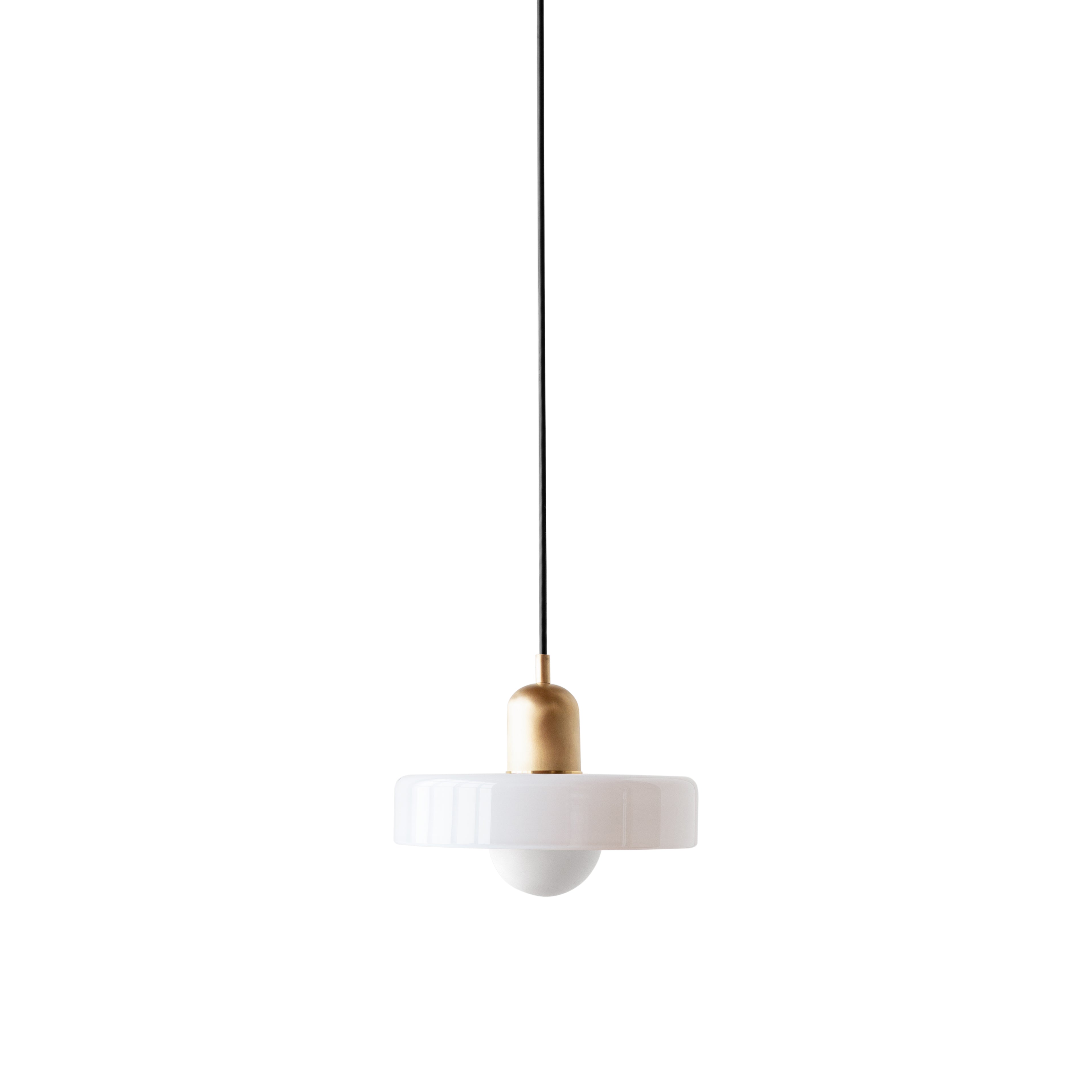 Disc Pendant: Outdoor + Brass + Opaline