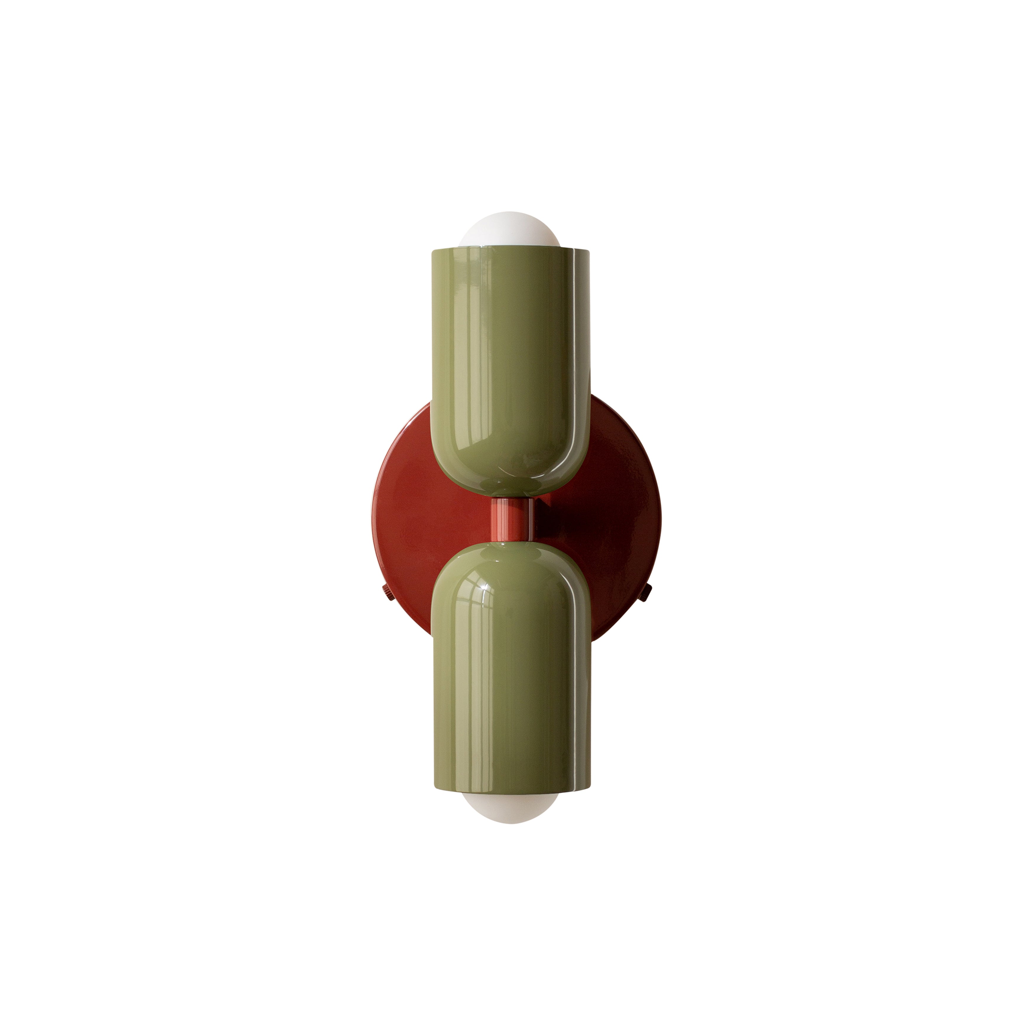 Up Down Sconce: Reed Green + Oxide Red