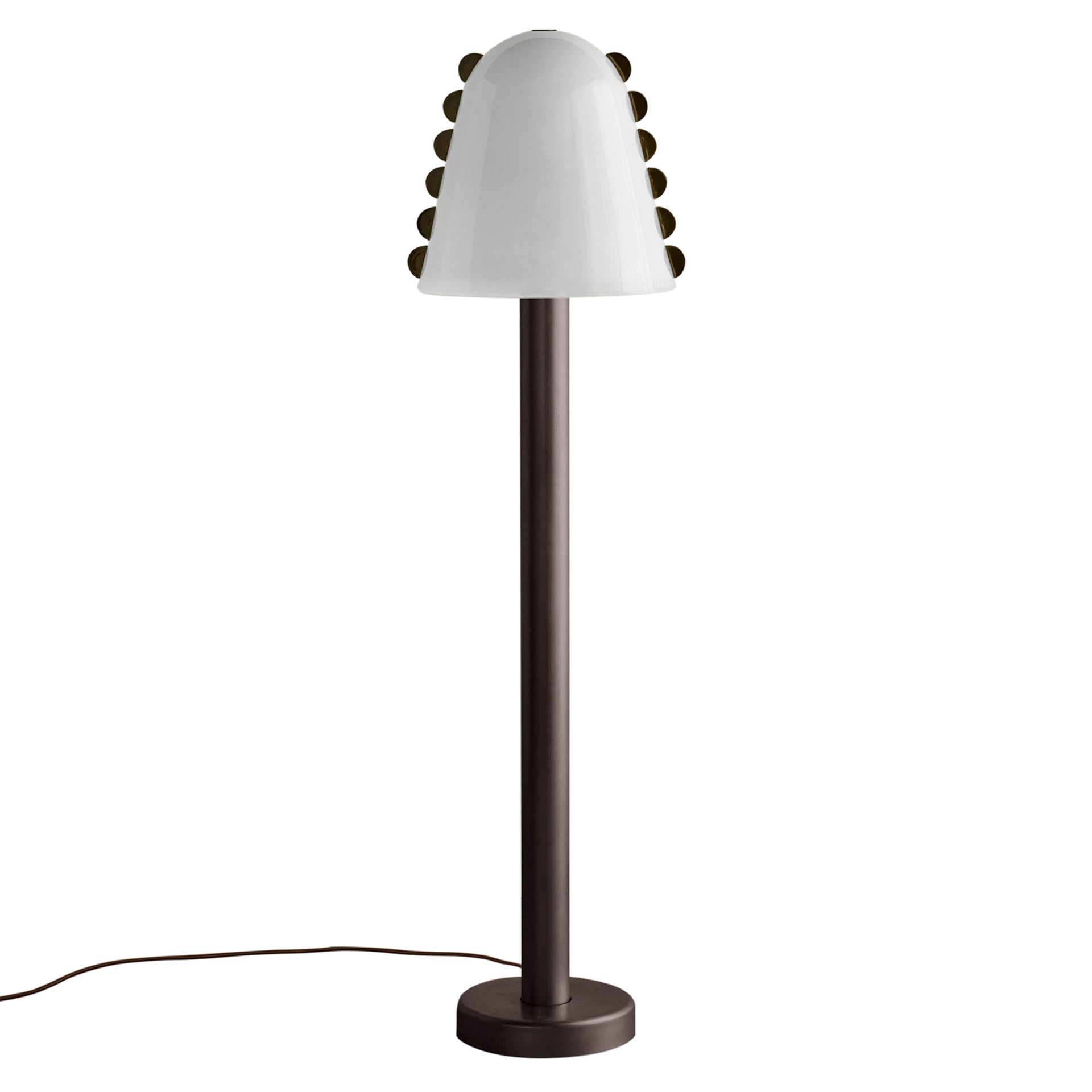 Calla Floor Lamp: Opaline + Pistachio Embellishments + Blackened Brass