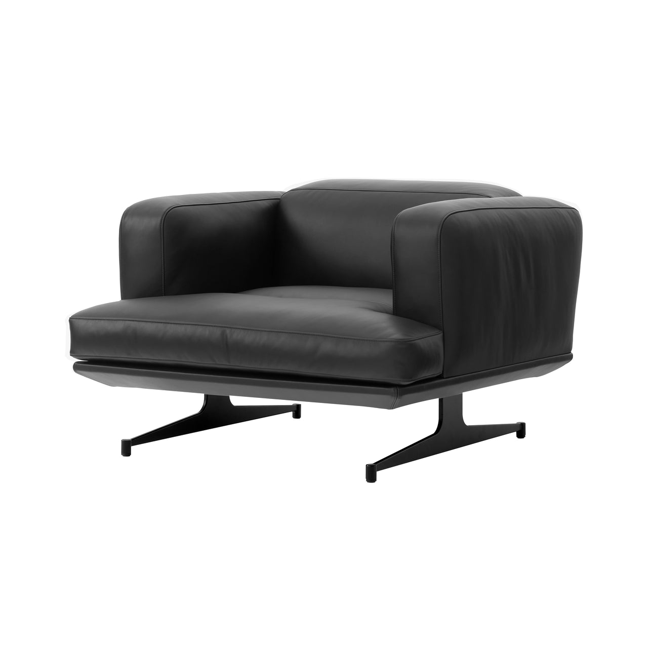 Inland Chair AV21: Polished Aluminum + Black Noble Leather