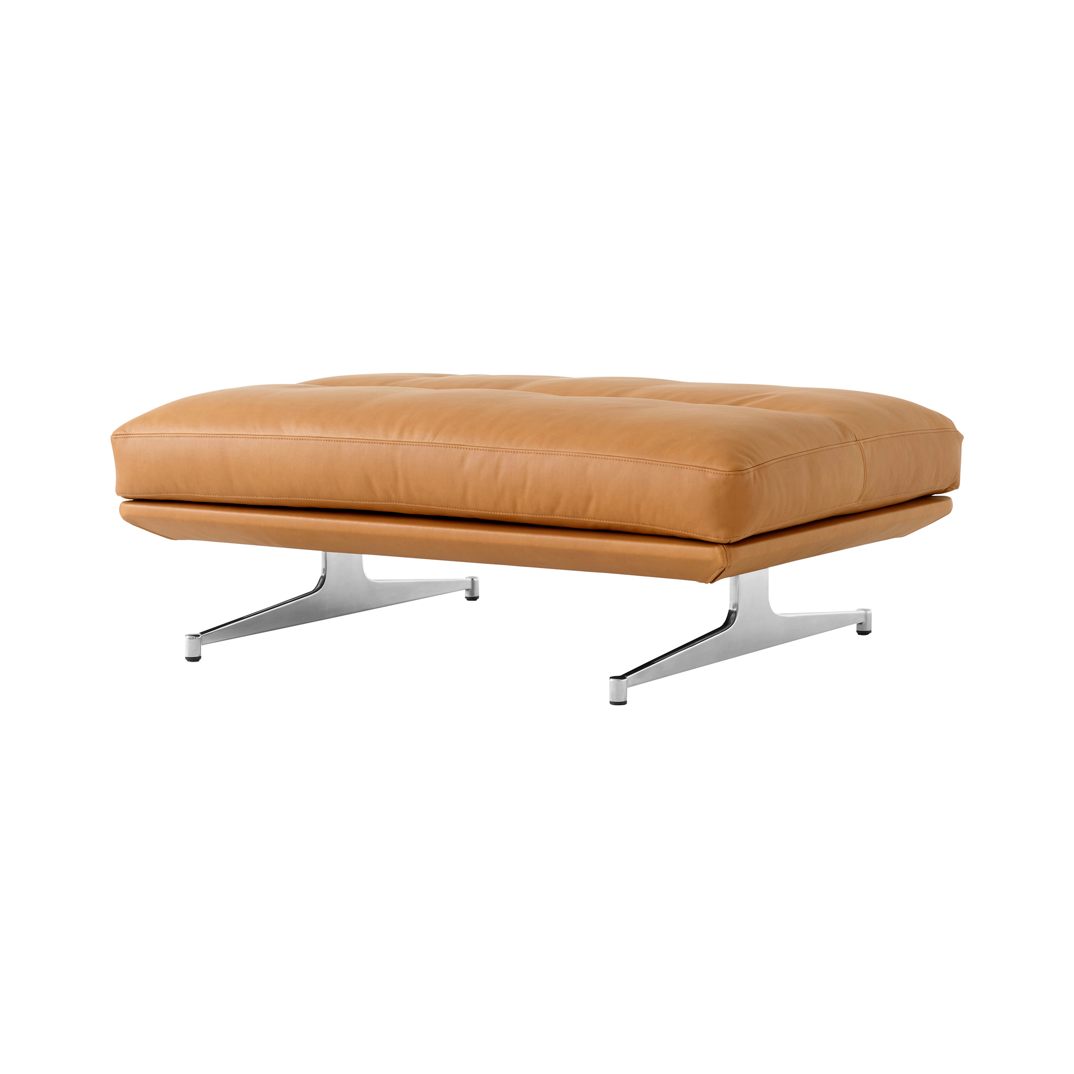 Inland Pouf: AV32 + Polished Aluminum + Cognac Noble Leather