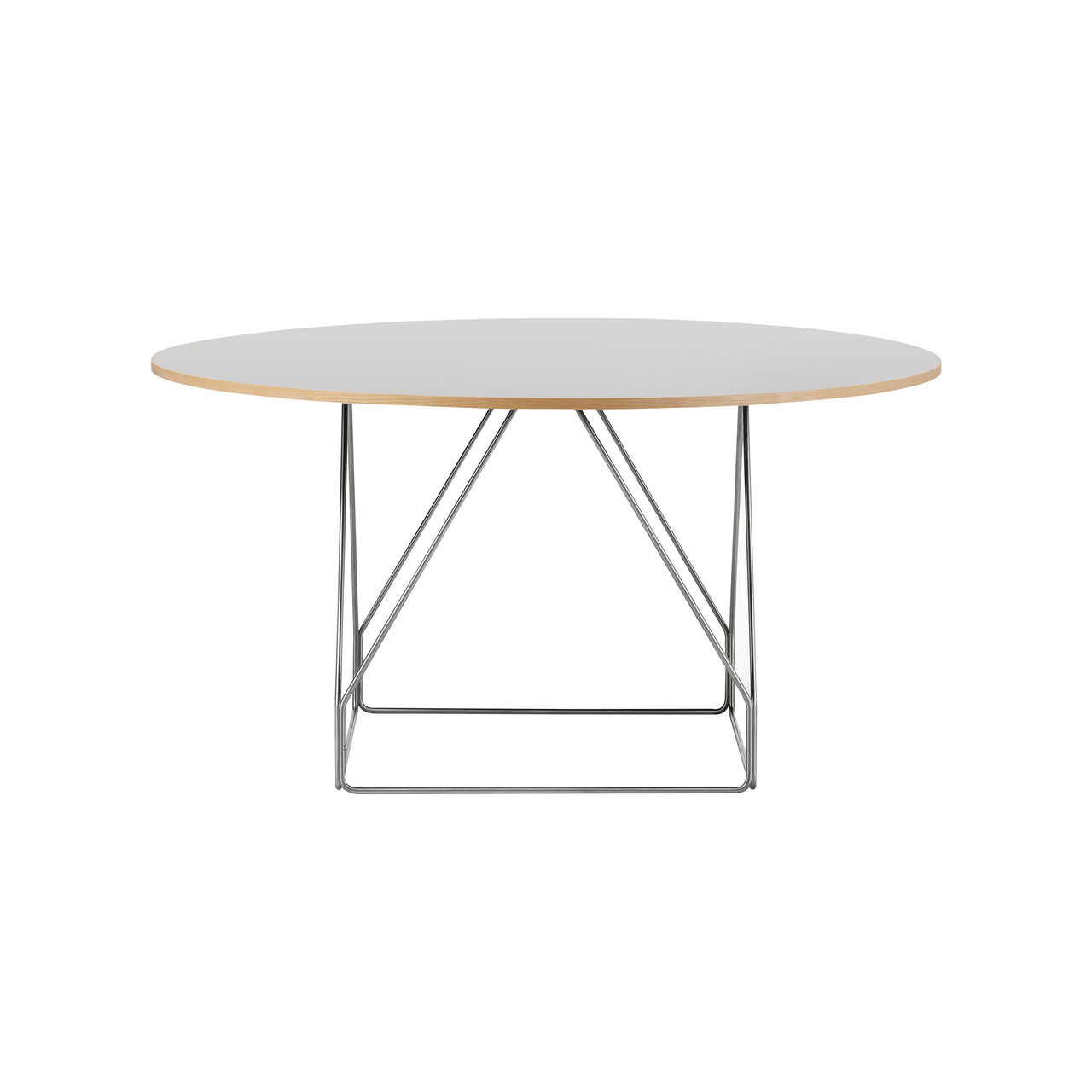 JG Table: Round + Grey Linoleum + Stainless Steel