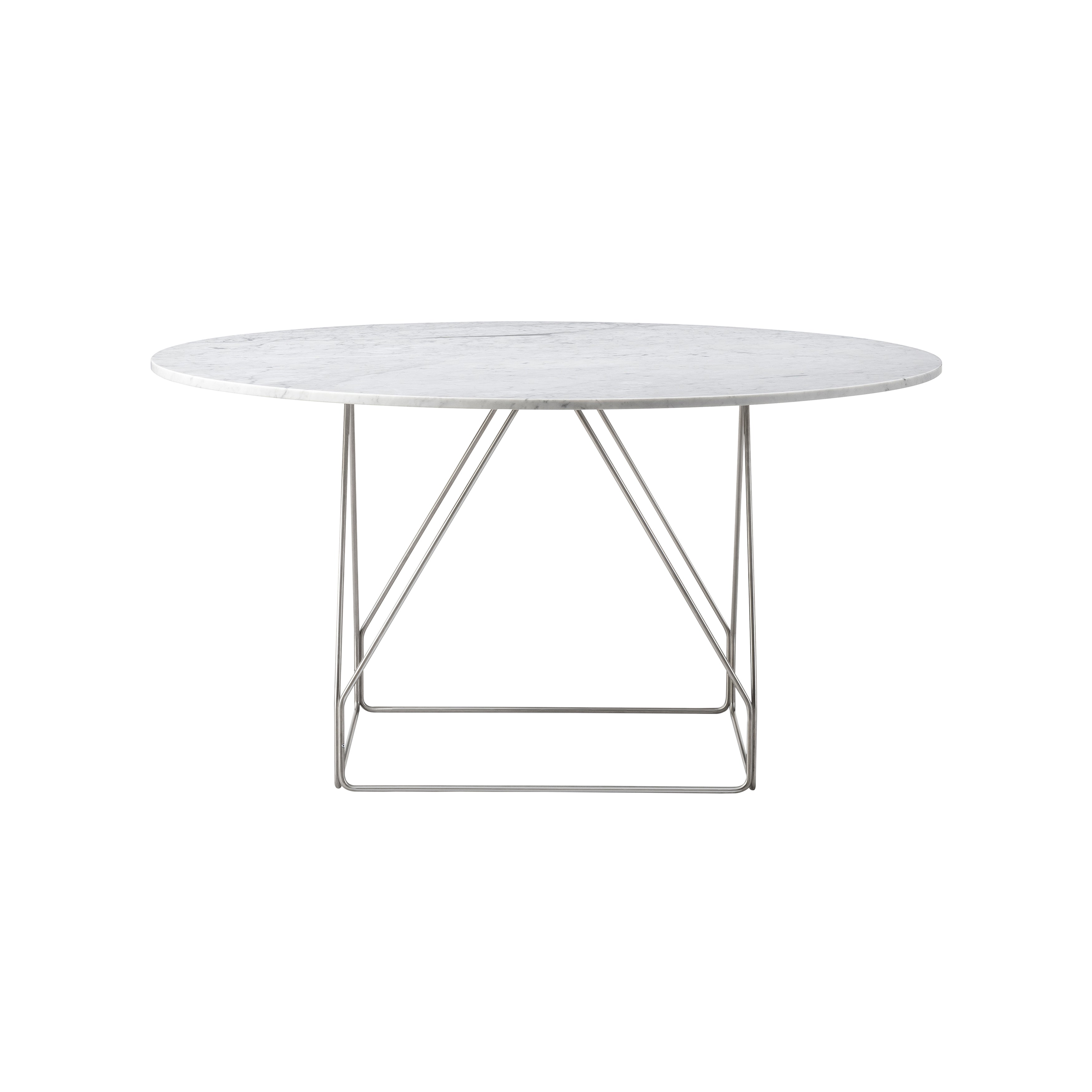 JG Table: Round + White Carrara + Stainless Steel