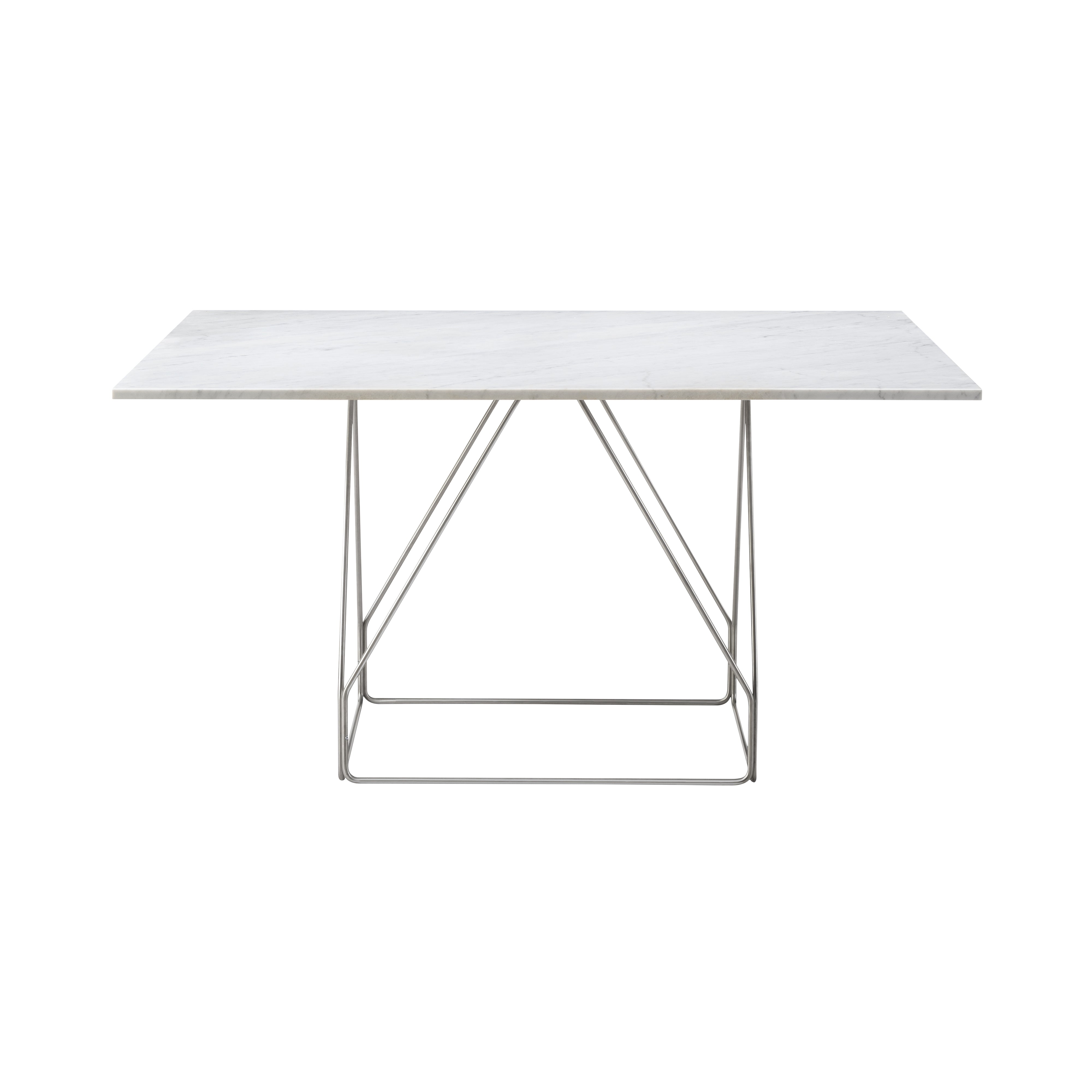 JG Table: Square + White Carrara + Stainless Steel