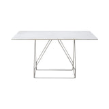 JG Table: Square + White Carrara + Stainless Steel