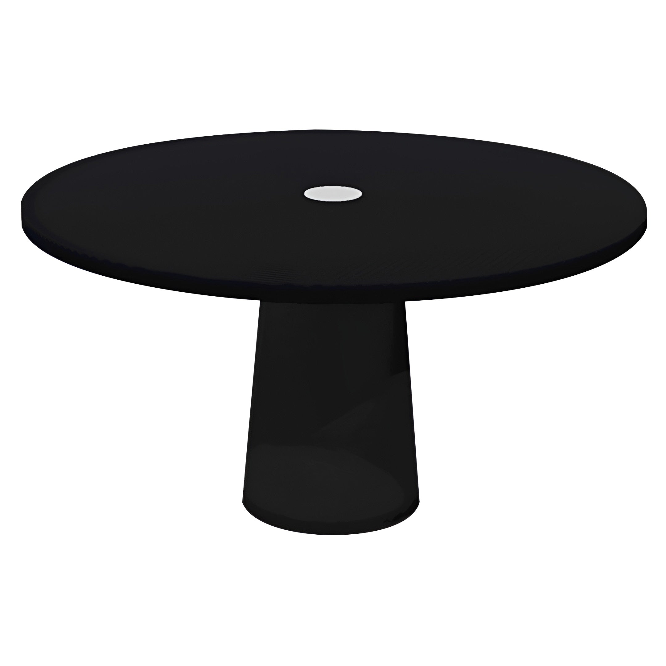 Container Round Table: Large + Cable Feed + Jet Black with Hole + Black